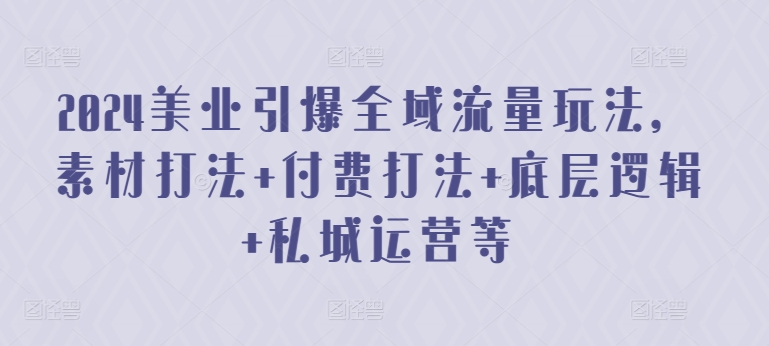 2024美业引爆全域流量玩法,素材打法 付费打法 底层逻辑 私城运营等插图 2024美业引爆全域流量玩法,素材打法 付费打法 底层逻辑 私城运营等