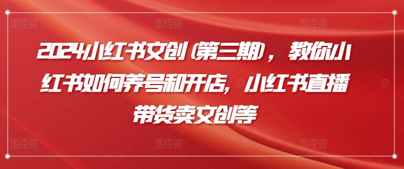 2024小红书文创(第三期),教你小红书如何养号和开店,小红书直播带货卖文创等插图 2024小红书文创(第三期),教你小红书如何养号和开店,小红书直播带货卖文创等