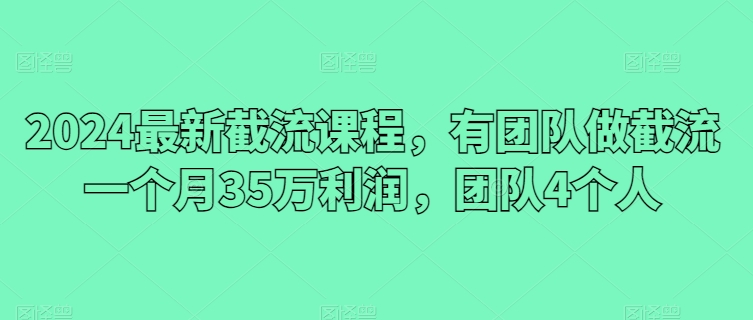 2024最新截流课程,有团队做截流一个月35万利润,团队4个人插图 2024最新截流课程,有团队做截流一个月35万利润,团队4个人