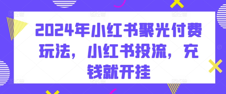 2024年小红书聚光付费玩法,小红书投流,充钱就开挂插图 2024年小红书聚光付费玩法,小红书投流,充钱就开挂