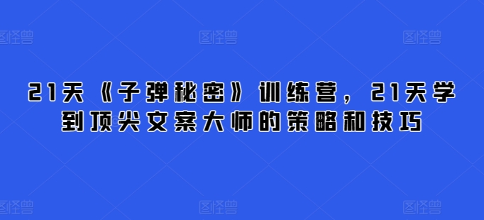 21天《子弹秘密》训练营,21天学到顶尖文案大师的策略和技巧插图 21天《子弹秘密》训练营,21天学到顶尖文案大师的策略和技巧