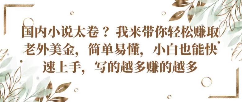 国内小说太卷 ?带你轻松赚取老外美金,简单易懂,小白也能快速上手,写的越多赚的越多【揭秘】插图 国内小说太卷 ?带你轻松赚取老外美金,简单易懂,小白也能快速上手,写的越多赚的越多【揭秘】