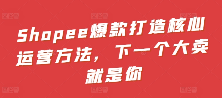 Shopee爆款打造核心运营方法,下一个大卖就是你插图 Shopee爆款打造核心运营方法,下一个大卖就是你