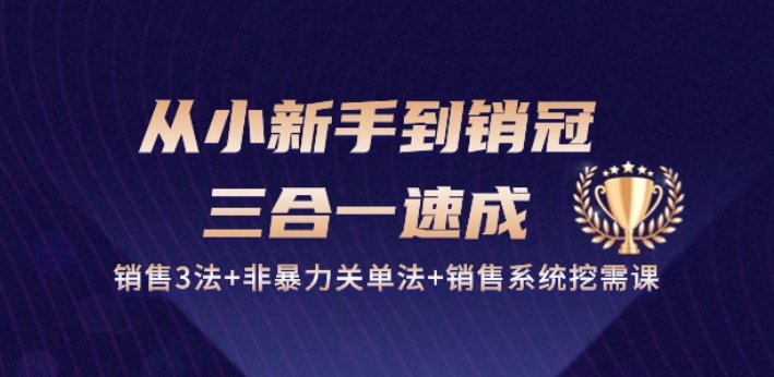 从小新手到销冠 三合一速成:销售3法+非暴力关单法+销售系统挖需课 (27节)插图 从小新手到销冠 三合一速成:销售3法+非暴力关单法+销售系统挖需课 (27节)