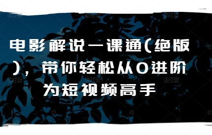 电影解说一课通(绝版),带你轻松从0进阶为短视频高手插图 电影解说一课通(绝版),带你轻松从0进阶为短视频高手
