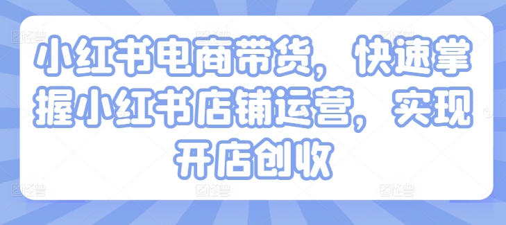 小红书电商带货,快速掌握小红书店铺运营,实现开店创收插图 小红书电商带货,快速掌握小红书店铺运营,实现开店创收