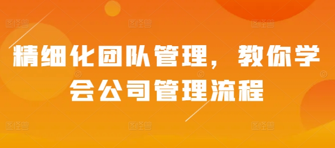 精细化团队管理,教你学会公司管理流程插图 精细化团队管理,教你学会公司管理流程