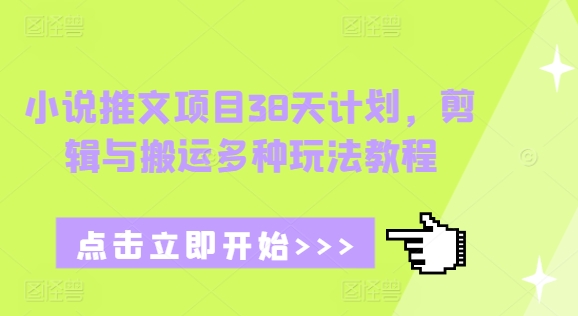 小说推文项目38天计划,剪辑与搬运多种玩法教程插图 小说推文项目38天计划,剪辑与搬运多种玩法教程