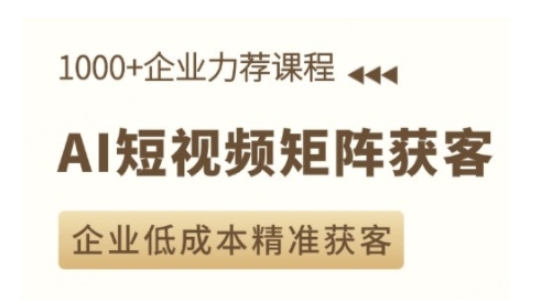 AI短视频矩阵获客实操课,企业低成本精准获客插图 AI短视频矩阵获客实操课,企业低成本精准获客