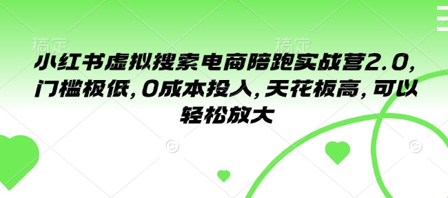 小红书虚拟搜索电商陪跑实战营2.0,门槛极低,0成本投入,天花板高,可以轻松放大插图 小红书虚拟搜索电商陪跑实战营2.0,门槛极低,0成本投入,天花板高,可以轻松放大