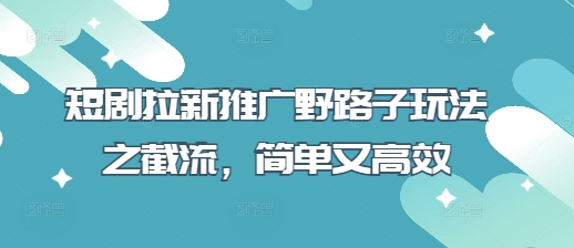 短剧拉新推广野路子玩法之截流,简单又高效插图 短剧拉新推广野路子玩法之截流,简单又高效