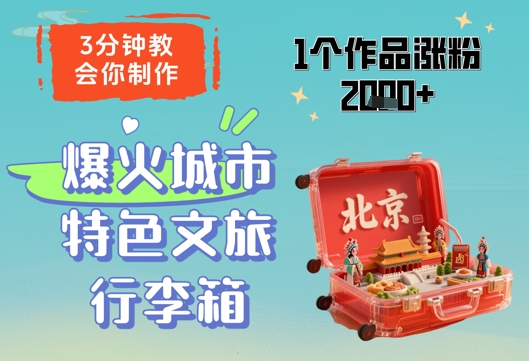 3分钟教会你,制作爆火城市特色文旅行李箱,1个作品涨粉2000+插图 3分钟教会你,制作爆火城市特色文旅行李箱,1个作品涨粉2000+