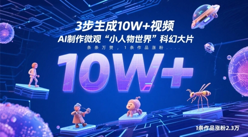 3步生成10W+视频,AI制作微观“小人物世界”科幻大片,条条万赞,1条作品涨粉2.3W插图 3步生成10W+视频,AI制作微观“小人物世界”科幻大片,条条万赞,1条作品涨粉2.3W