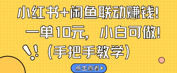 小红书+闲鱼联动挣钱，一单10元，小白可做