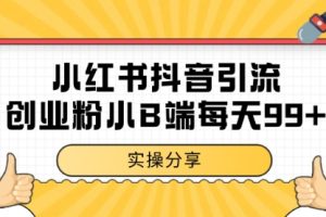 小红书抖音创业粉，小B端粉自热 日引99+的一个玩法【揭秘】