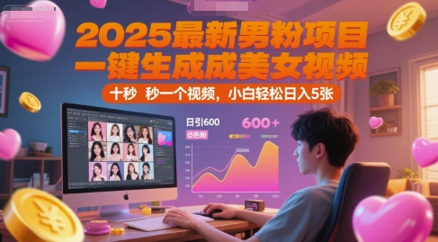 2025最新男粉项目,一键生成美女视频,日引600+色粉 十秒一个视频,小白轻松日入5张【揭秘】插图 2025最新男粉项目,一键生成美女视频,日引600+色粉 十秒一个视频,小白轻松日入5张【揭秘】