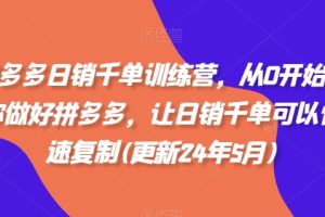 拼多多日销千单训练营，从0开始带你做好拼多多，让日销千单可以快速复制(更新25年6月)